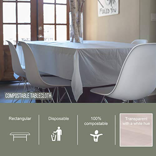 GREEN ELEPHANT 100% Compostable All-Purpose Drop Cloth, Disposable Eco-Friendly Rectangular Transparent White Waterproof Tablecloth. 10 Pack - Small 4.5' X 9' ASTM D6400 and Ok Compost - Thumbnail 6