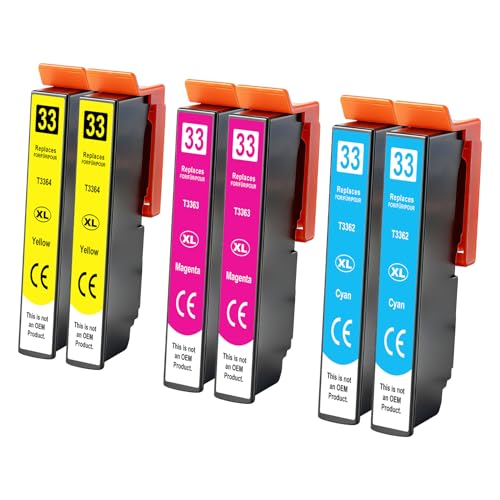Yowell 6X 33XL Druckerpatronen Kompatibel für Epson 33XL Cyan Magenta Gelb für Epson Expression Premium XP-530 XP-540 XP-7100 XP-900 XP-630 XP-635