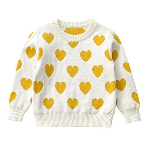 RNTOP Kids Girl Boy Knit Sweater Toddler Heart Long Sleeve Pullover Sweatshirt Tops Warm Warm (White, 18-24 Months)