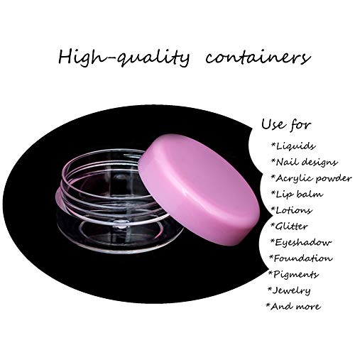 Image of 10 Gram Plastic Cosmetic Containers with Lids Pink Makeup Sample Jars BPA free 20pcs