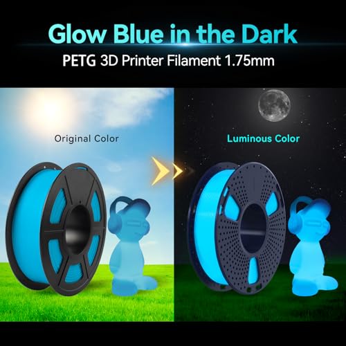 Image of SUNLU PETG Glow in The Dark Filament Bundle, Luminous PETG 3D Printer Filament 1.75mm, Dimensional Accuracy + /- 0.02mm, 4kg in Total, 1kg per Spool, 4 Pack. (Glowing Blue /Green /Red /Yellow)
