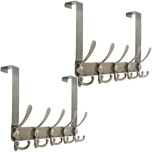 WEBI Over-The-Door Hook Rack with 5 Hooks, Bronze (2 Packs)