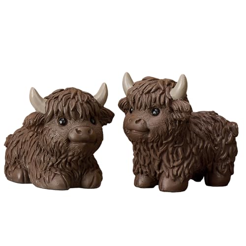 Qomamount Highland Cow Decor,2Pcs Cute Scottish...