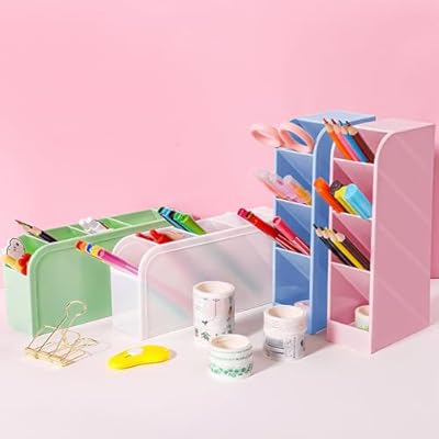 VGECEE 4 Pcs Organizador de Rotuladores y Lápices Organizador Escritorio Organizador Material Escolar Organizadores Boligrafos Escritorio Vertical u Horizontal para Colocar Papelería Lápiz Rotuladores