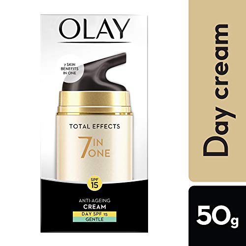 Image of Olay Day Cream Total Effects 7 in 1, Anti-Ageing Gentle Moisturiser, 50g And Olay Day Cream Total Effects 7 in 1, Anti-Ageing SPF 15, 50g
