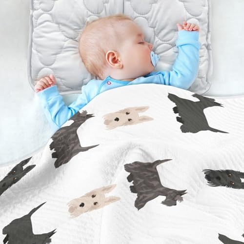 Image of vvfelixl Baby Swaddle Blanket for Boys Girls Scottish Terrier Dogs Baby Receiving Blanket for Newborn Nursery Swaddling Blanket for Crib Stroller 30x40 in