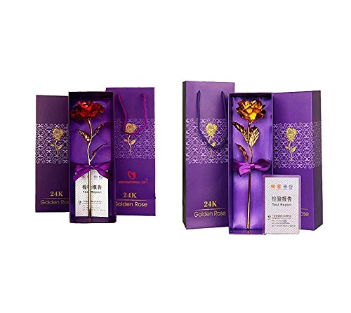 INTERNATIONAL GIFT Red and Golden Rose Flower with Golden Leaf with Luxury Gift Box and Carry Bag-image-40