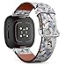 CJBROES Replacement Leather Watch Band, Compatible with Fitbit Versa 3 and Fitbit Sense of Wristband Bracelet Accessory - Magnolia