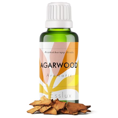 Image of Esslux Agarwood Fragrance Oil - 100% Pure Natural Oud Oil for Diffuser, Candles & Soap Making | Rich, Earthy Aroma for Relaxation & Aromatherapy | Therapeutic Grade - 60ML