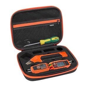 MOSISO Hard Carrying Case Compatible with Klein Tools 80041 Outlet Repair Tool Kit&ET310 AC Circuit Breaker Finder&RT250 GFCI Receptacle Tester, Electrical Tools Storage Bag with Groove Design, Black
