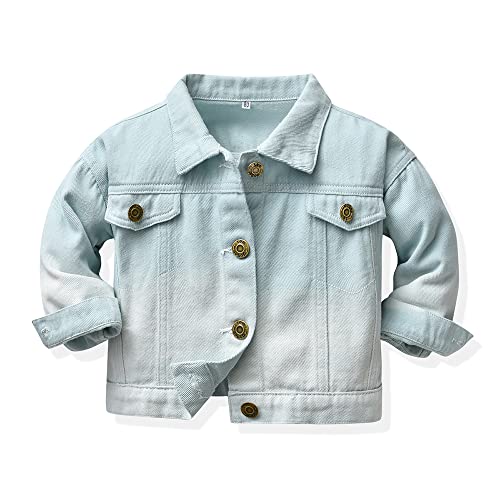 Irsutey Toddler Kid Baby Boys Girls' Gradient Long Sleeve Denim Jacket Button Down Solid Thick Jean Jacket Comfy Coat