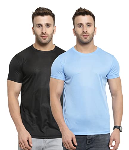 Image of AWG ALL WEATHER GEAR Men's Dryfit Round Neck Half Sleeve T-Shirts - Pack of 2