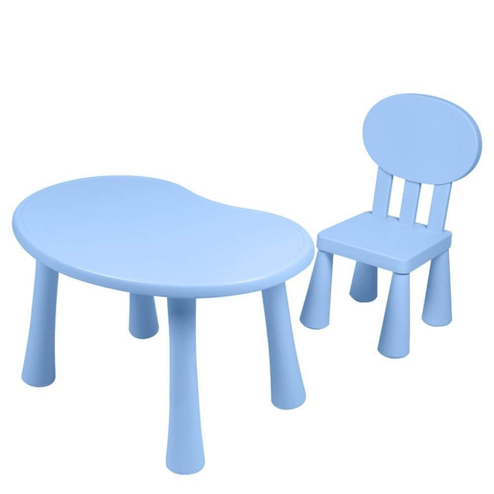 JN Children's study table Toddler Tables Chairs Children's Table Stool Safety Stable Toy Table Learn Gaming Room Kindergarten Plastic Children's play table (Color : Blue)