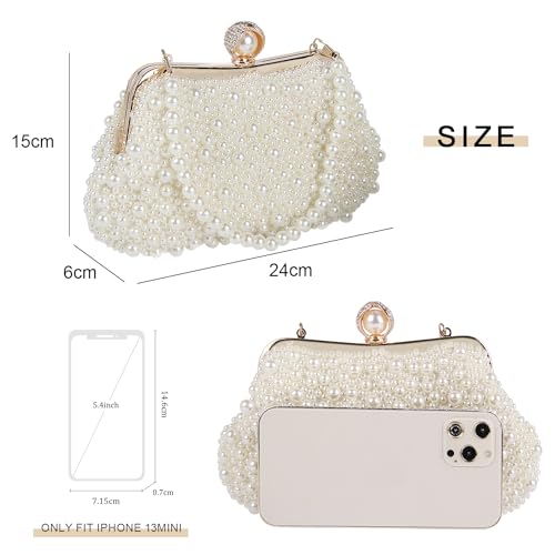 Cartera Clutch Perla Blanca para Mujer miniatura 4