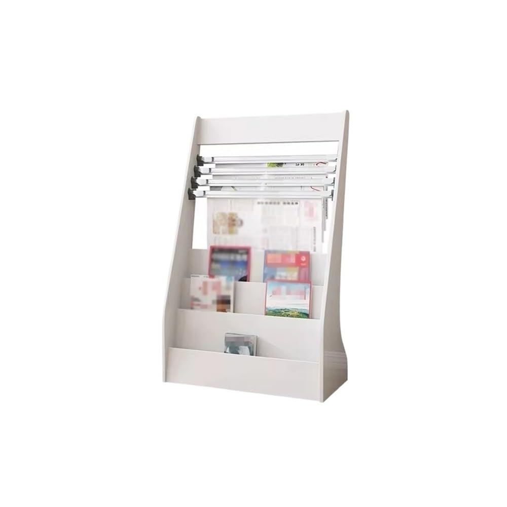 jianjunchaling Bookshelf Promotional Materials Display Racks Wooden Floor Standing Office Newspaper Rack for Office, Trade Show, Exhibitions(White)