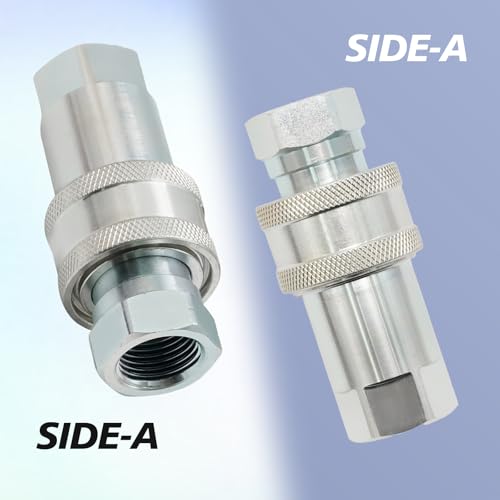 Image of 2Pcs 1 /2 inch Hydraulic Quick Connect Tractor Coupler, ISO 7241-A Ball Valves Type Hydraulic Quick Coupler, Quick Connect Coupling with Dust Caps