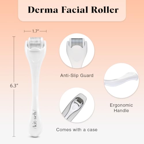 Kitsch Derma Roller for Face, Face Roller for Beard, Skin Care Tools, Gifts For Women and Men, Travel Essentials, White - Image 3