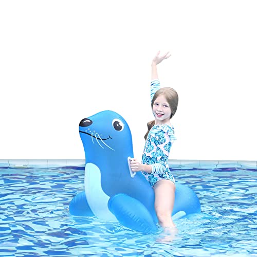 Atlasonix Inflatable Ride-On Sea Lion Pool Float - Summer Floating Raft For Kids, Large Pool Raft - Blow-Up Float, Safe, Stable & Durable For Lake, Beach, Pool Party For Ages 3-8 #TOP6