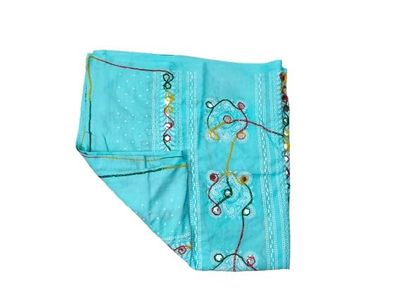 Image of Women Dupatta Yellow with Mirror Work Embroidery