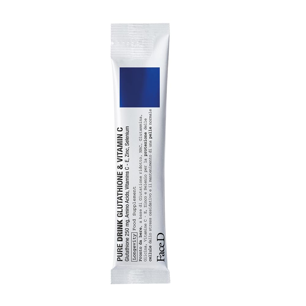 Face D - Pure Drink Glutatione e Vitamina C, 30 stick da 15 ml, Integratore Alimentare Antiossidante