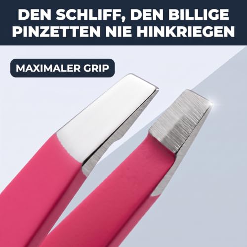KLINGENHELD® Haargenaue Pinzette - greift jedes Haar beim 1. Versuch ohne durchrutschen - Pinzette Augenbrauen Zupfen handgeschliffen… – Ansicht 4