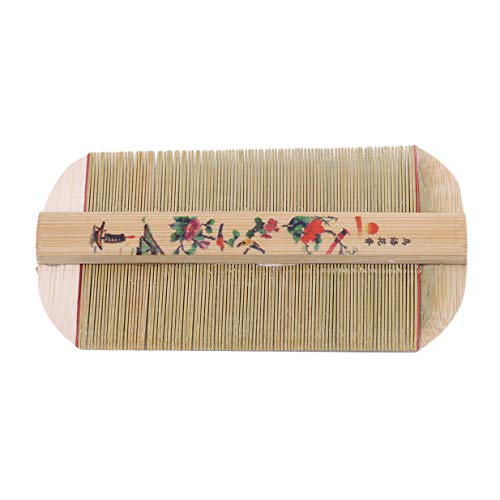 LALANG Natural Bamboo Wooden Narrow Lice Comb Retro Dense Double-sided Pocket Comb Hair Tool for Men or Pet,Wood color