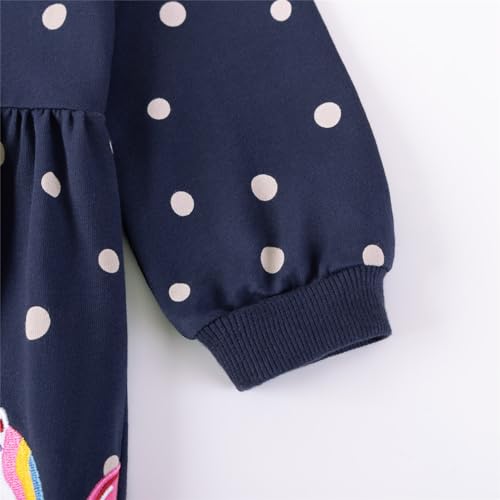 Image of Girls Cotton Long Sleeve Casual Cartoon Appliques Striped Jersey Dresses