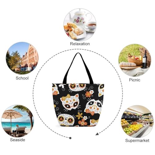 Sac de shopping imprimé crânes de chats mignons