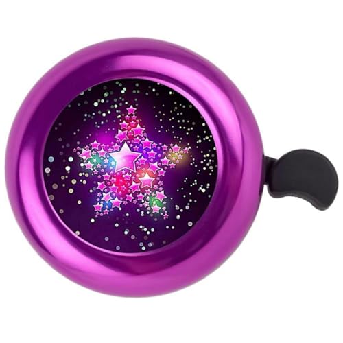 Fahrradklingel Kinder, niedliche Klingel Fahrrad für Kinder Mädchen Jungen Fahrradklingel für Fahrrad,Roller,Dreirad, 22mm Fahrradklingeln mit Lila Stern