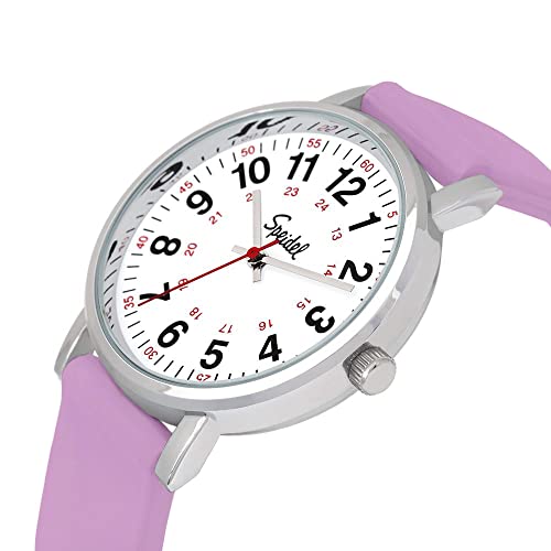 Speidel Original Scrub Watch™ for Nurses, Medical Professionals, Mens and Womens Watch with Second Hand Nursing, Nurse Watches for Women Men, Waterproof 12 and 24 hr Time - Lilac - Thumbnail 2