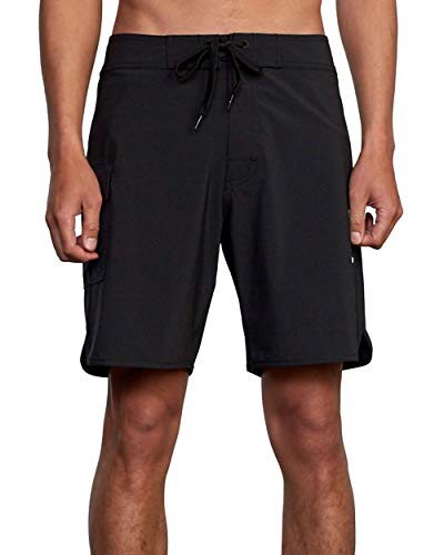 RVCA mens 4-way Stretch Fixed Waist 18 Inch Boardshort Board Shorts, Rvca Stretch Boardshort/All Black, 30 US