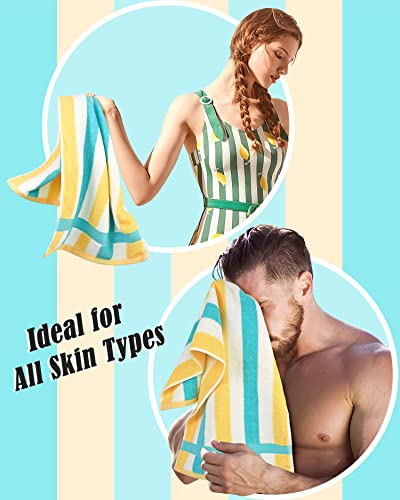 Jacquotha Bathroom Towels With Colorful Stripe Pattern - 4 Pack Hand Towels (Teal & Light Yellow), 410 Gsm Soft & Absorbent Towels For Men Women Kids, 29” X 13” #TOP4