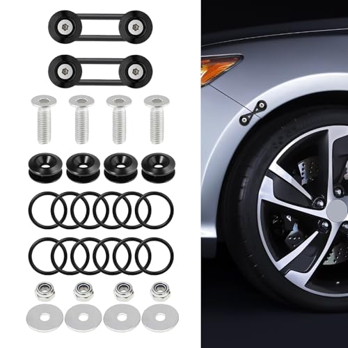2 cierres de parachoques de liberación rápida, delanteros y traseros, 4 pestañas de liberación rápida con 12 cierres de junta tórica, 4 arandelas y 4 tornillos, kit de tornillos universales de acero