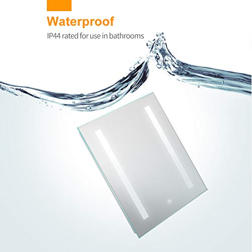 Janboe 600x800mm Illuminated LED Bathroom Mirror Anti-Fog LED Mirrors with Lights + Touch Switch Control + Vertical Installation…