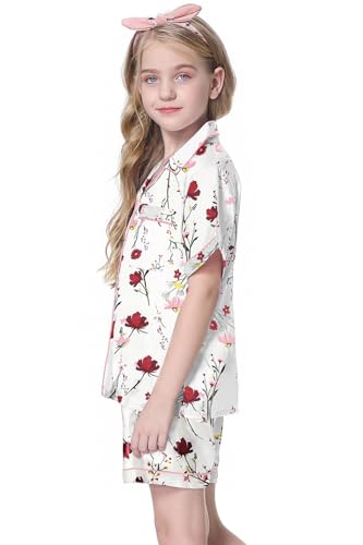 Image of Girls & Womens Satin Pajamas Set, Silk Button-Down Sleepwear 2 Piece Nightwear, 3 Years - Women XXL