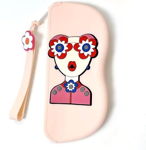 Kresal Eye Glasses Cases for Women, Funny Girl Sunglass Case Bag, Sunglass Organizer Storage Bag, Zipper Pouch Silicone wi...