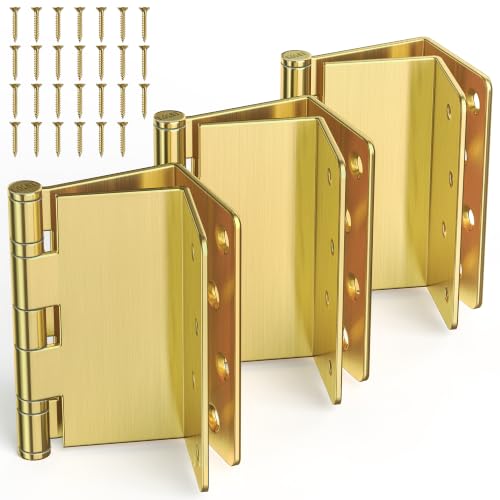 KOLET 4 Inch Gold Offset Ball Bearing Door Hinges 1/4" Radius Corner 3 Pack