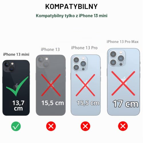 TENDLIN Kompatybilne z iPhone 13 mini etui słojów drewna z teksturą włókna węglowego skórzane hybrydowe smukłe etui (kompatybilne z MagSafe) czarne