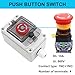 TWTADE Red Mushroom Emergency Stop Push Button Switch 22mm 1 NO 1 NC Pushbutton Switch + Outdoor IP67 Waterproof e-Stop Push Button Switch with Protective Cover