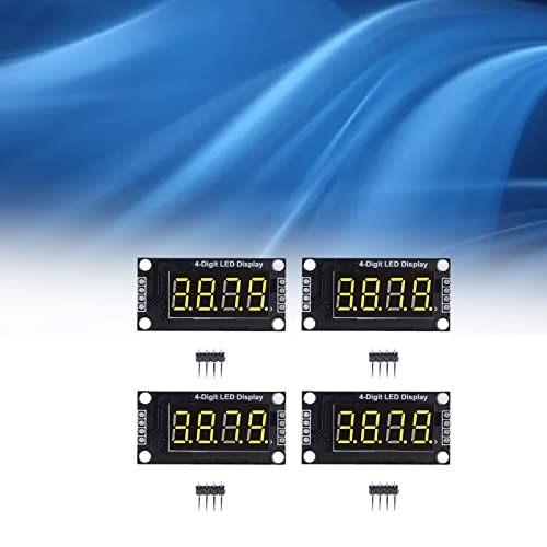 Image of 4 Sets Digital LED Tube Display Module LEDs 4 Digit 7 Segment Digital Tube LED Display Board 0.36 TM1637 Drive Chip (Yellow MRA110C)