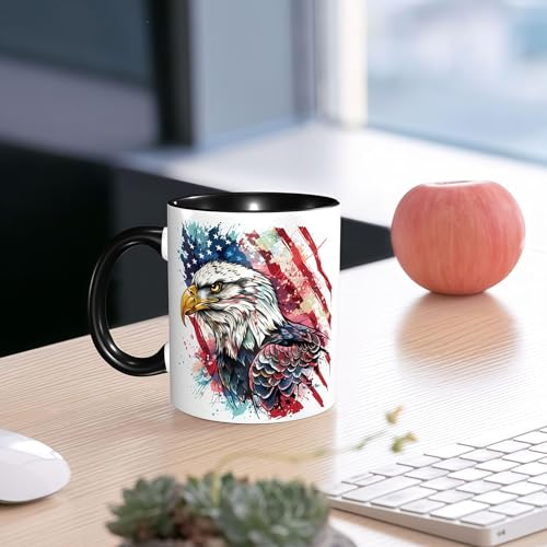 Taza de cerámica con diseño Eagle USA Flag 11oz miniatura 2