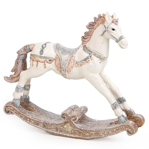 Logbuch-Verlag Nostalgie Schaukelpferd Figur weiß grau Vintage...