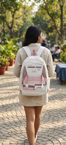 Image of YUMA Graffiti Print Backpack, White and Black, Multi-Pocket, Casual Style, for Women