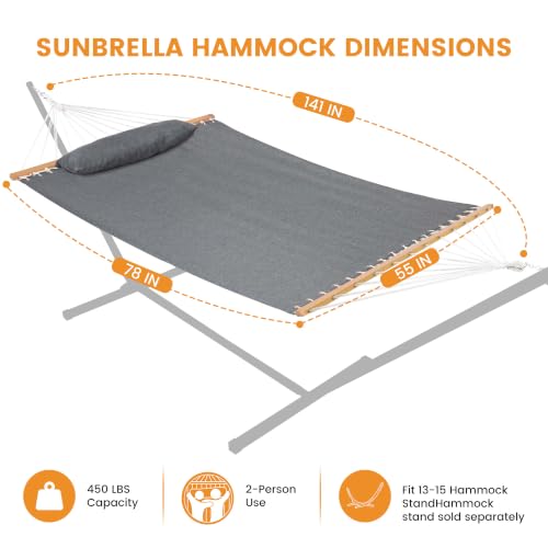 Image of Lazy Daze 12 FT Sunbrella Fabric Hammock, Non-Fading Double Outdoor Hammock