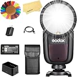Godox V1-N Round Head Camera Flash for Nikon Flash Speedlight Speedlite Light,76Ws 2.4G 1/8000 HSS,480 Full Power Shots,1.5s Recycle Time,2600mAh Li-ion Battery,10 Levels LED Modeling Lamp