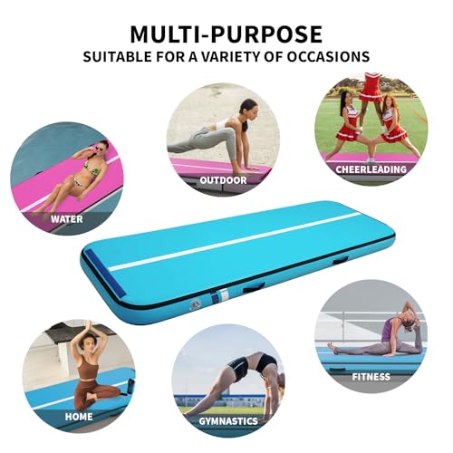 Foldable Air Mat -10ft Green Quick Setup Home Gym Equipment for Gymnastics/Yoga Kids & Adults | Non-Slip Yoga Mat with Storage Bag | Ideal for Backyard Exercises & Indoor Training - Thumbnail 6