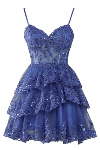 Tulle Homecoming Dresses for Teens Lace Short HOCO Dresses Sparkly Cocktail Gowns