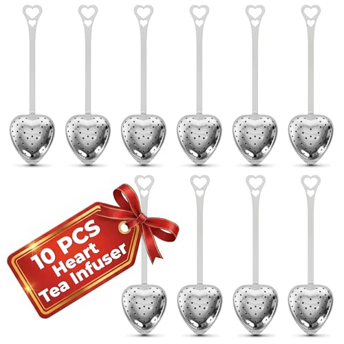 10 Pcs Heart Tea Infuser, 5.52 Inch, Stainless Steel Steeper