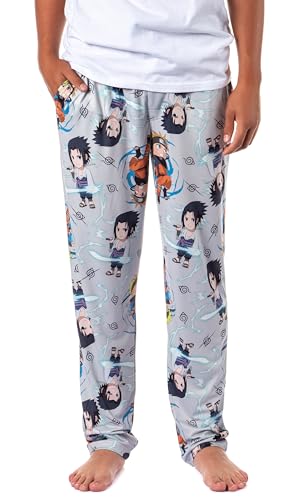 Bioworld Naruto Shippuden Anime Men's Chibi Characters And Symbols Lounge Sleep Pajama Pants