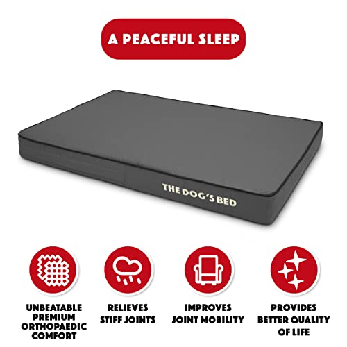 The Dog'S Bed Cama ortopédica para Perros Mediana 86 x 56 cm, Color Gris con Borde Negro, Impermeable y de Espuma viscoelástica. - imagen 2
